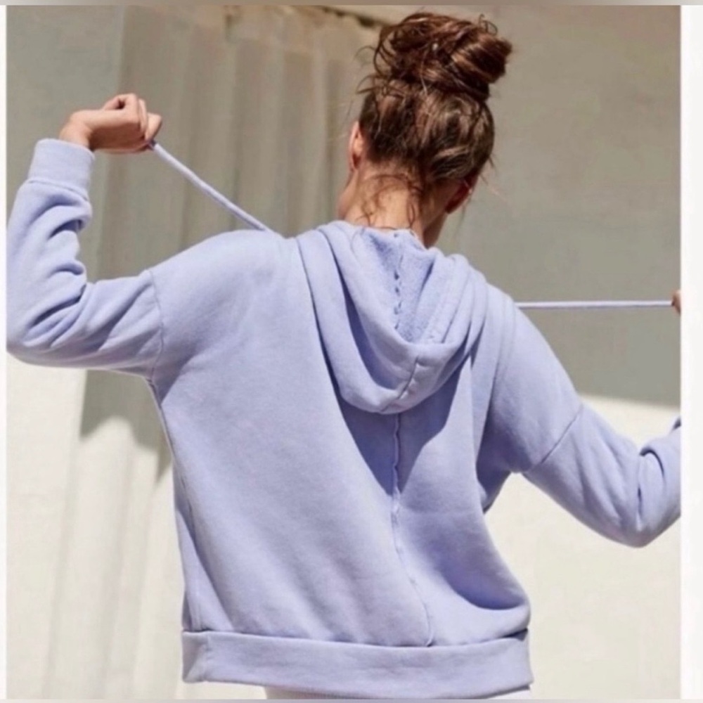 FP Movement Free People Lavender Fleece Hoodie Pullover Oversized XS Athleisure - Picture 2 of 9